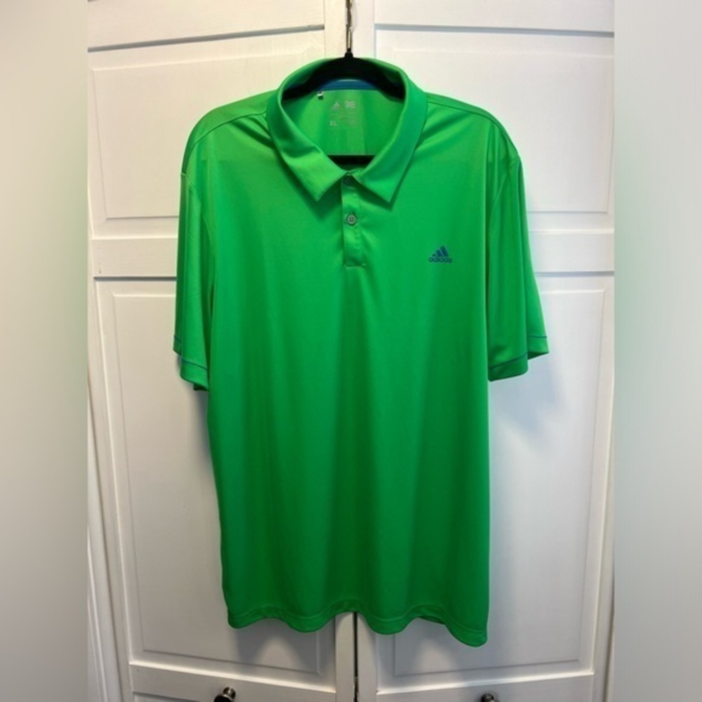Adidas Performance Golf Polo Size Men’s XL Color Green With Blue Logo An…